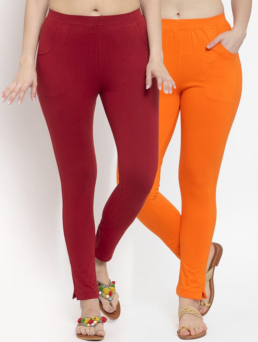 set of 2 multi colored solid legging - 18312557 - Zoom Image - 0