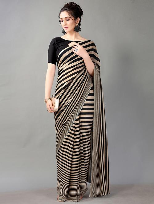 cream georgette printed saree with blouse - 18312588 -  Standard Image - 0