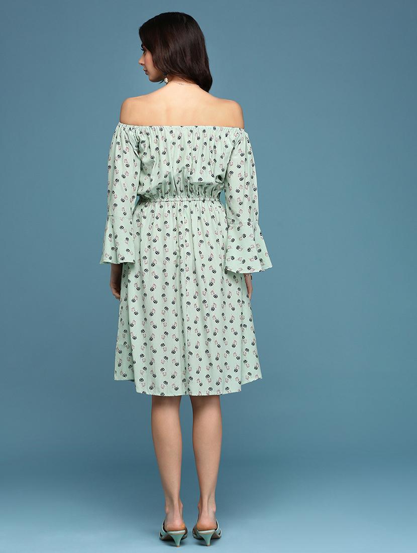women printed off shoulder dress - 18313174 - Standard Image - 3