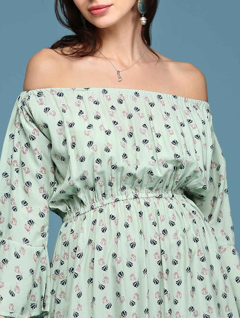 women printed off shoulder dress - 18313174 - Standard Image - 5
