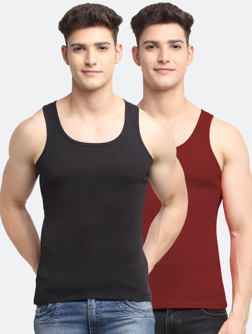 set of 2 solid cotton vest - 18313202 - Zoom Image - 0