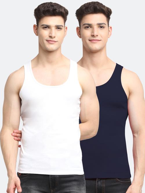 set of 2 solid cotton vest - 18313218 - Standard Image - 0