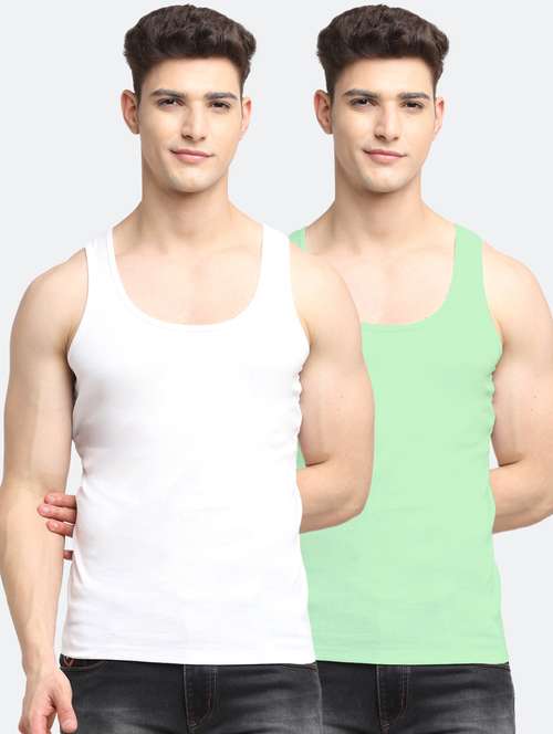 set of 2 solid cotton vest - 18313221 - Standard Image - 0