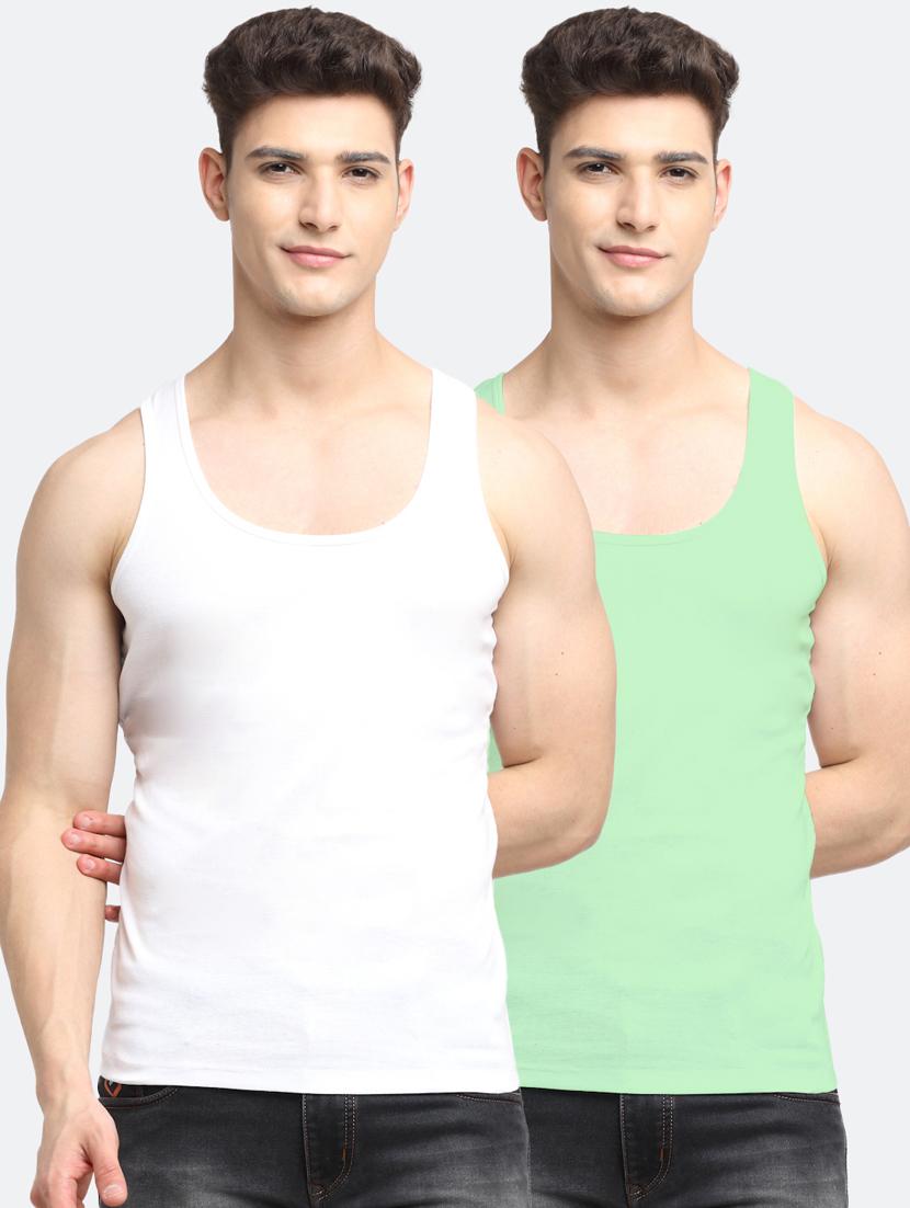 set of 2 solid cotton vest - 18313221 - Zoom Image - 0