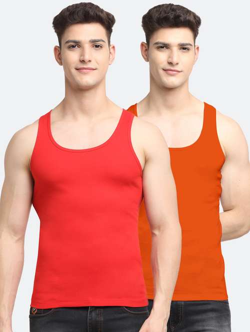 set of 2 solid cotton vest - 18313226 - Standard Image - 0