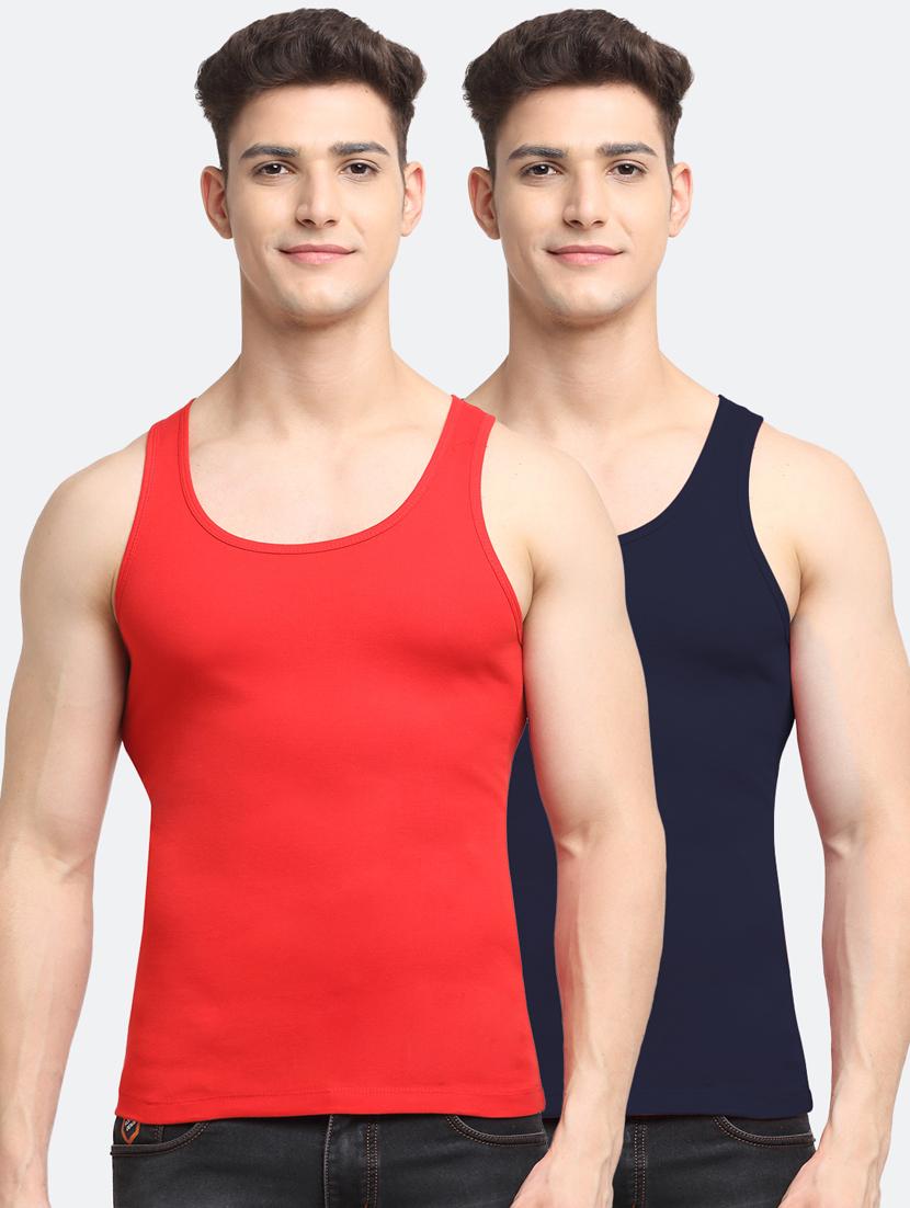 set of 2 solid cotton vest - 18313230 -  Zoom Image - 0