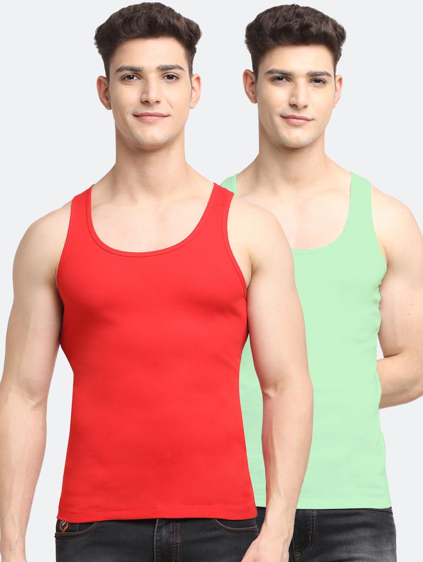 set of 2 solid cotton vest - 18313233 - Zoom Image - 0