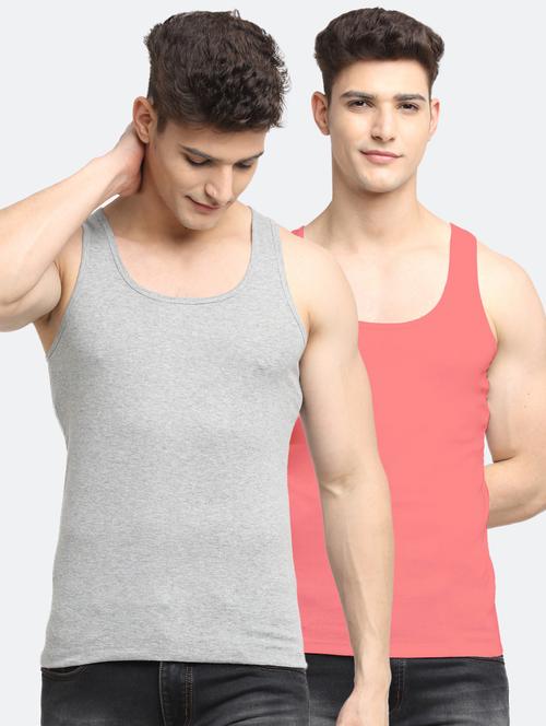 set of 2 solid cotton vest - 18313241 - Standard Image - 0