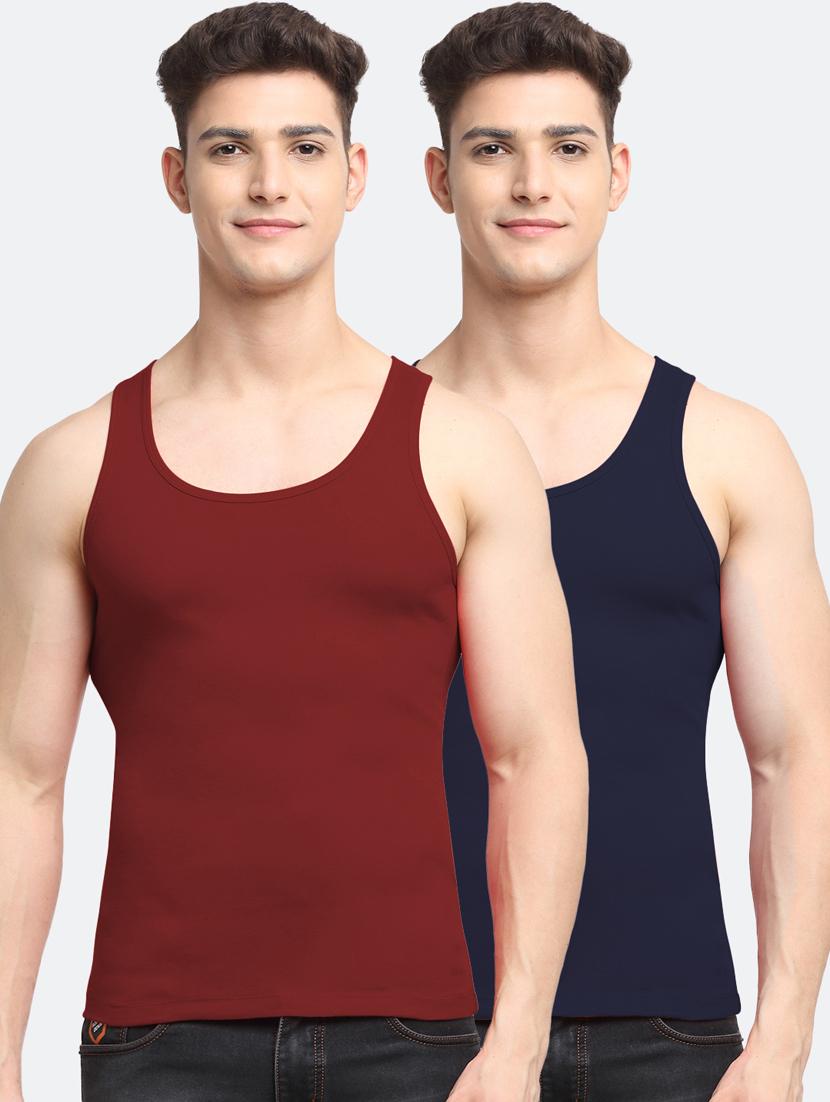 set of 2 solid cotton vest - 18313287 -  Zoom Image - 0