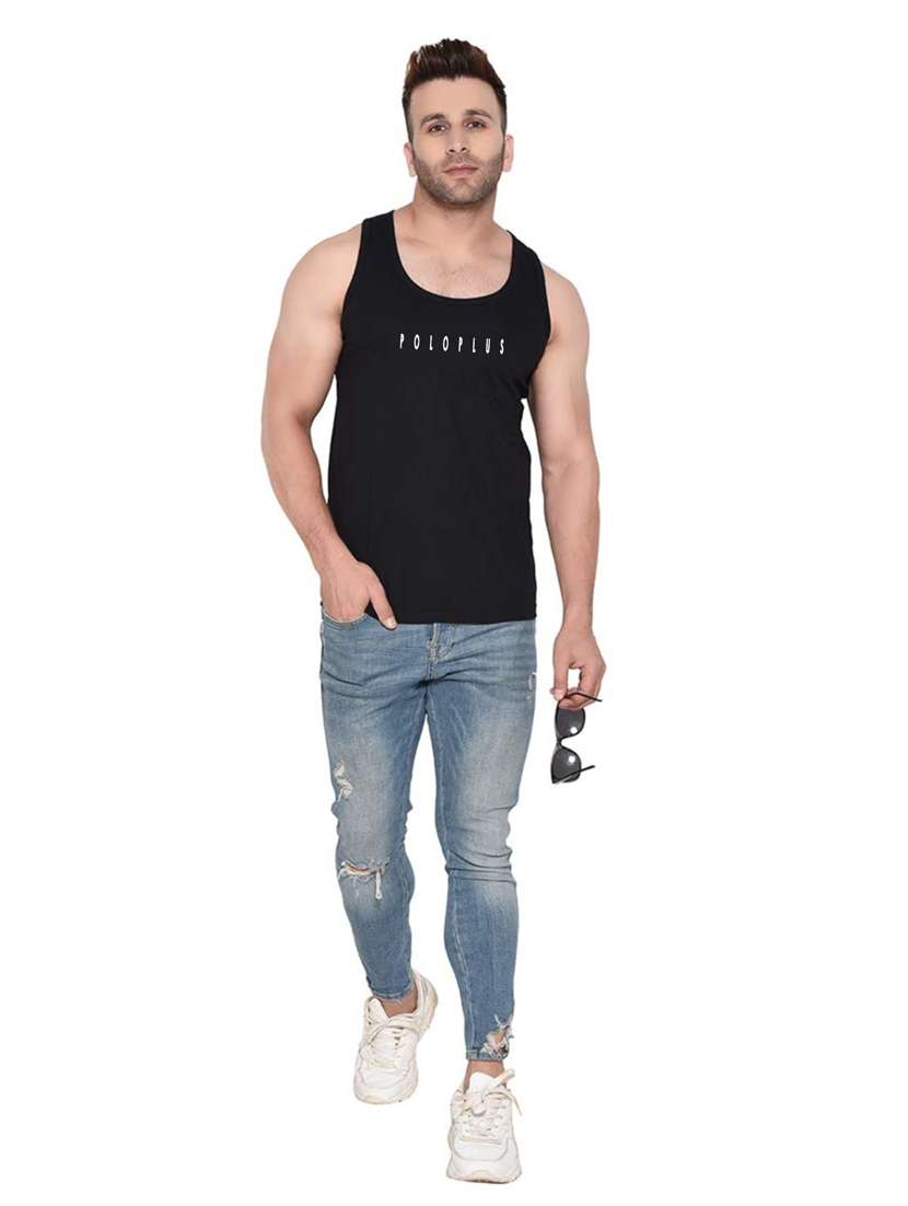 black chest-printed vest - 18313380 - Standard Image - 3
