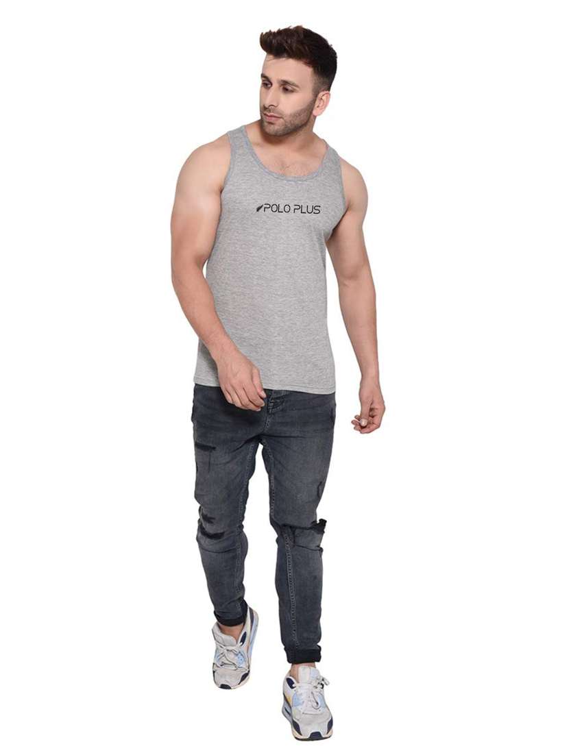 grey chest-printed vest - 18313388 - Standard Image - 3