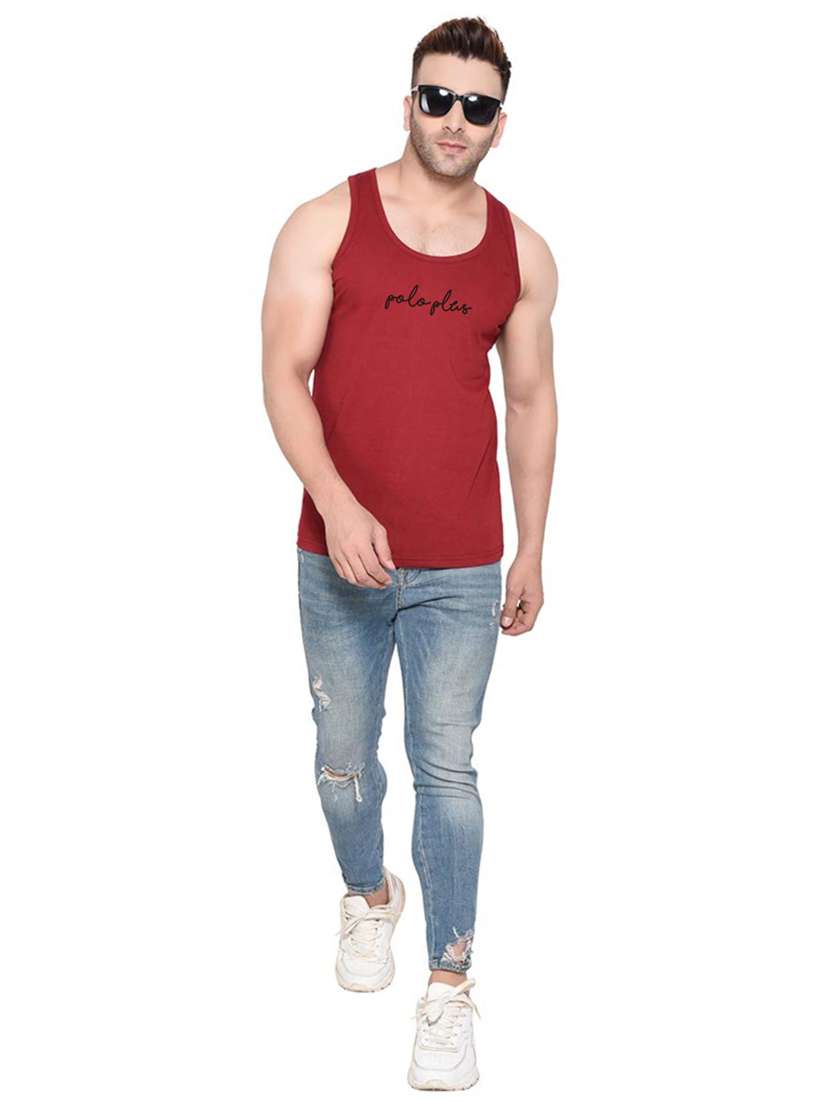 maroon chest-printed vest - 18313390 - Standard Image - 3