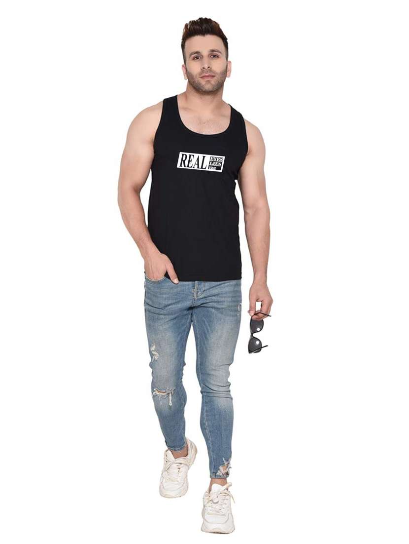 black chest-printed vest - 18313398 - Standard Image - 3