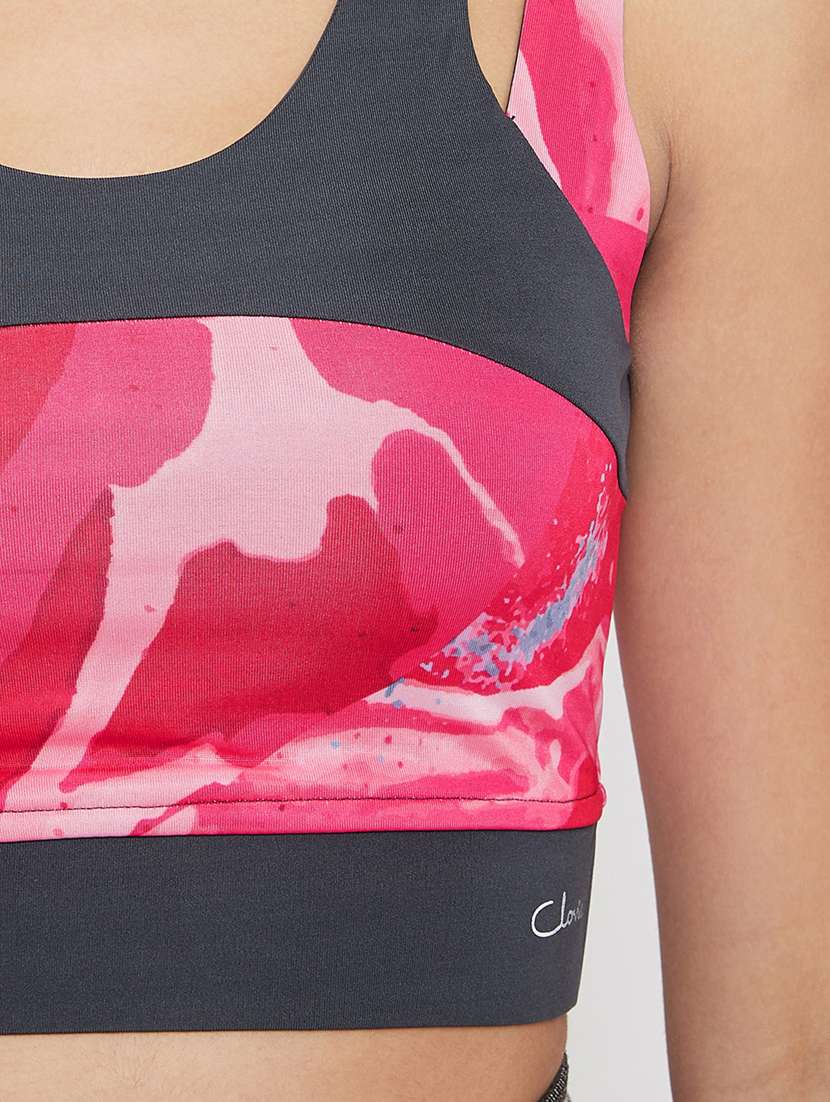 pink printed sports bra - 18313509 -  Standard Image - 3