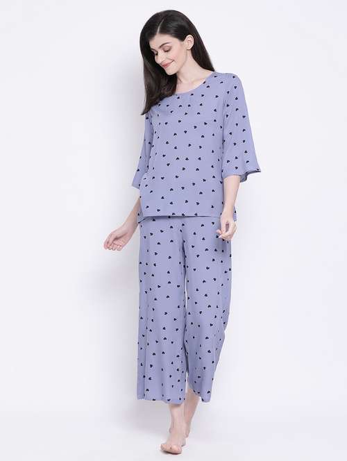 round neck printed nightwear pajama set  - 18313597 -  Standard Image - 0