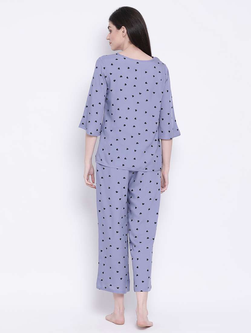 round neck printed nightwear pajama set  - 18313597 -  Standard Image - 3