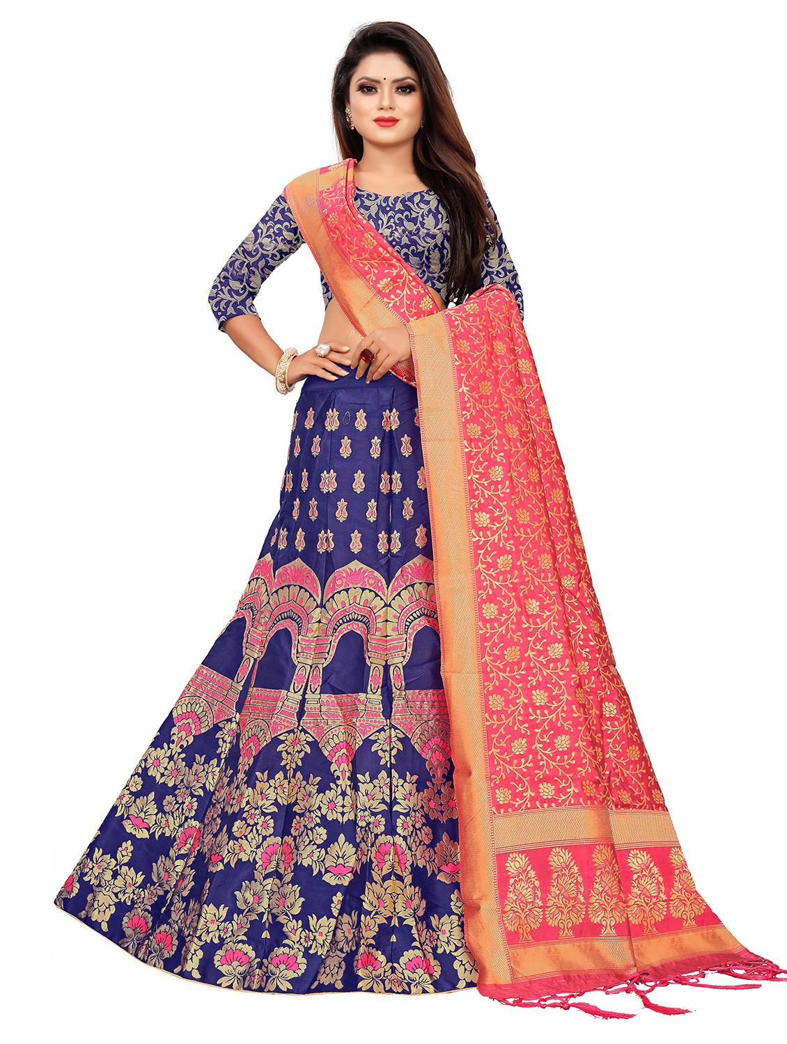 pink banarasi flared lehenga