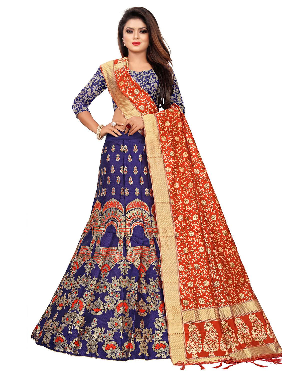 red banarasi flared lehenga