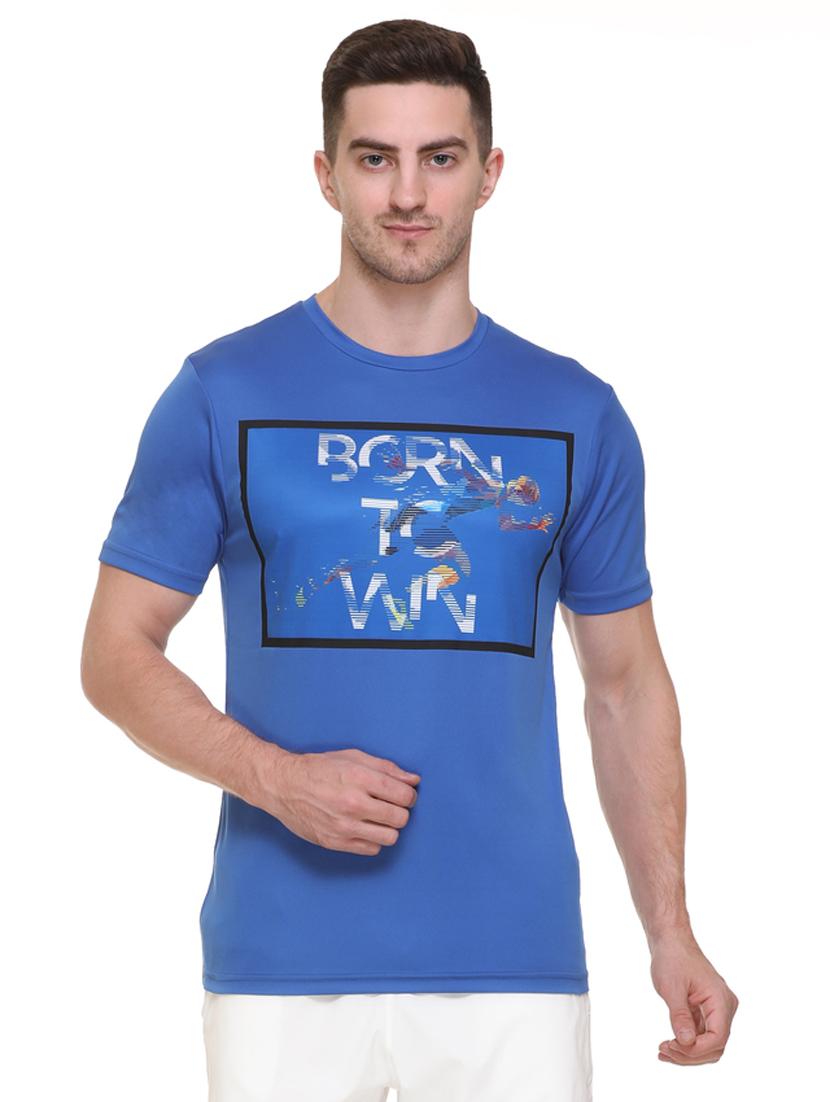 blue chest-printed t-shirt - 18314599 -  Zoom Image - 0