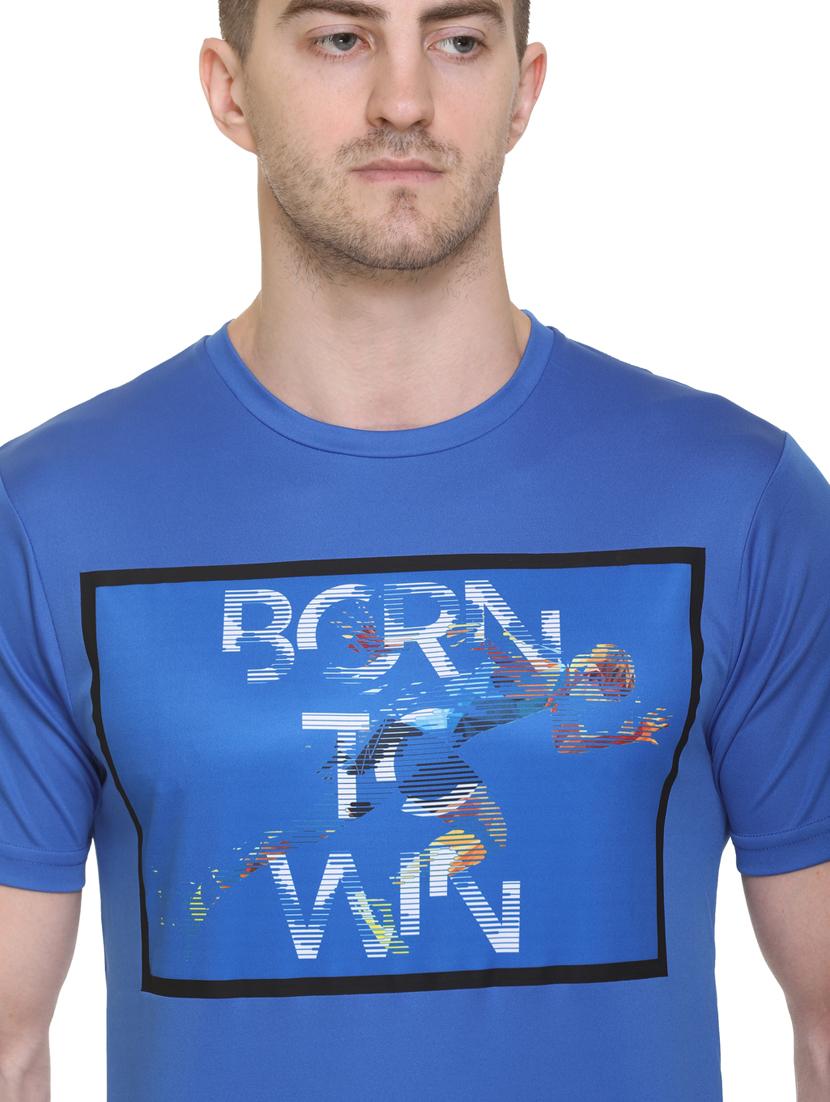 blue chest-printed t-shirt - 18314599 - Standard Image - 3