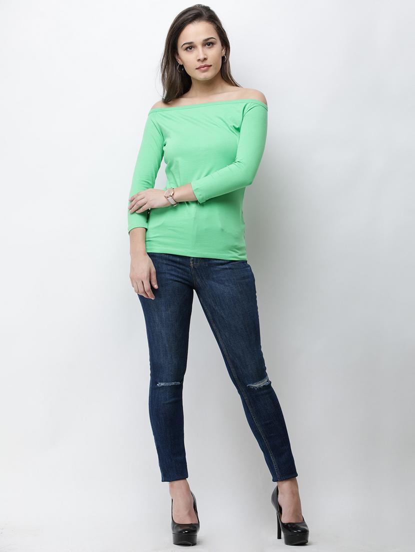 off shoulder solid regular top - 18314717 - Standard Image - 3