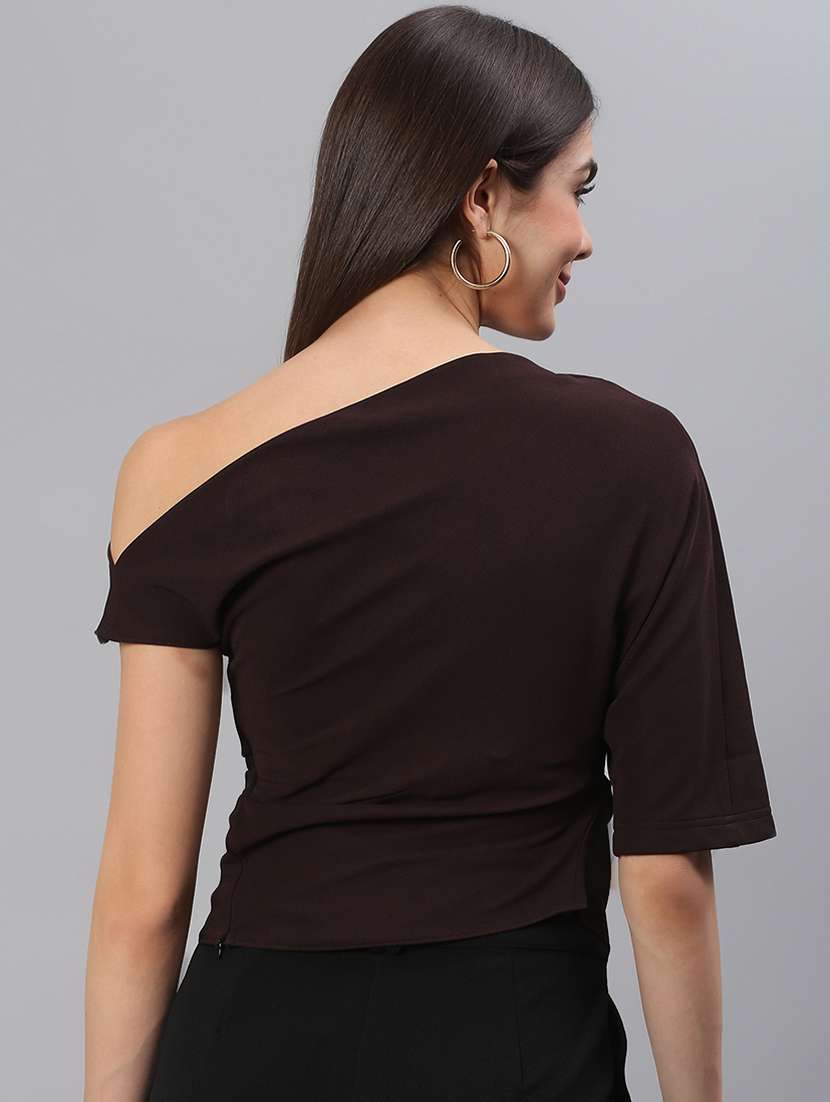 asymmetric neck solid regular top - 18314744 - Standard Image - 3