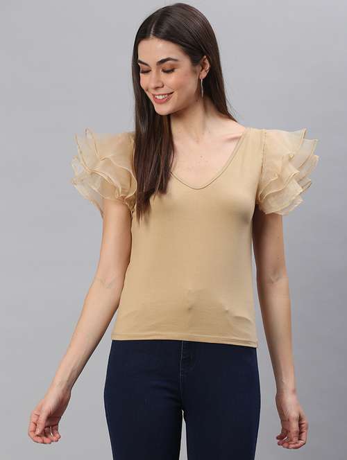 v-neck solid regular top - 18314747 - Standard Image - 0