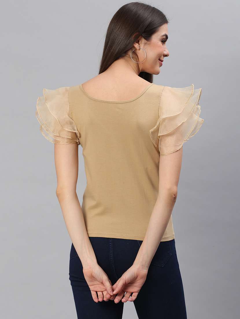 v-neck solid regular top - 18314747 - Standard Image - 3