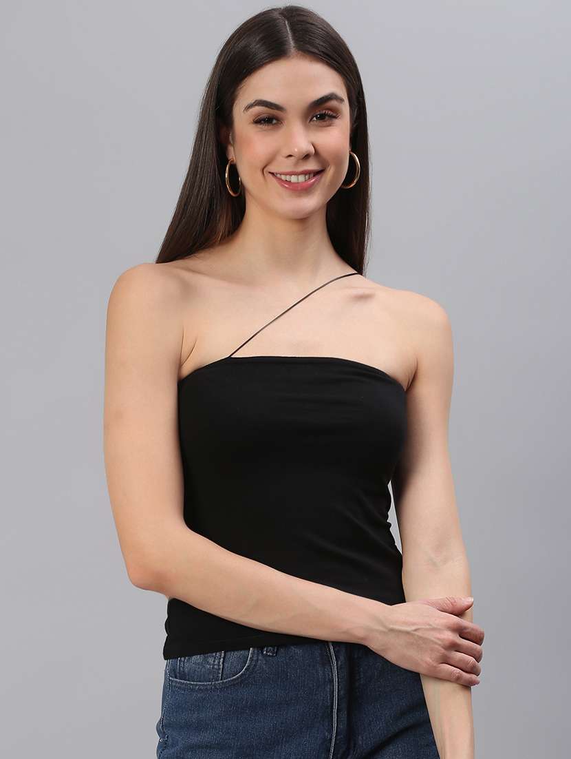 off shoulder solid crop top