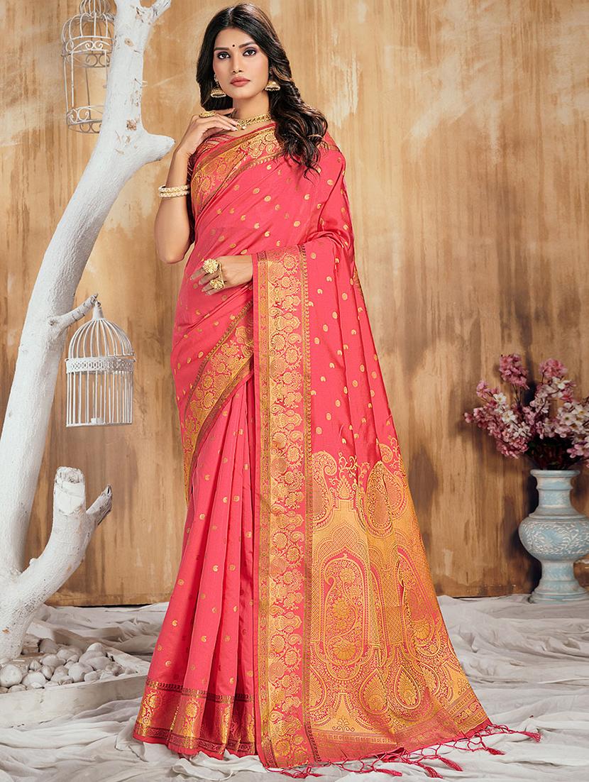 pink nylon saree with blouse - 18315143 -  Zoom Image - 0