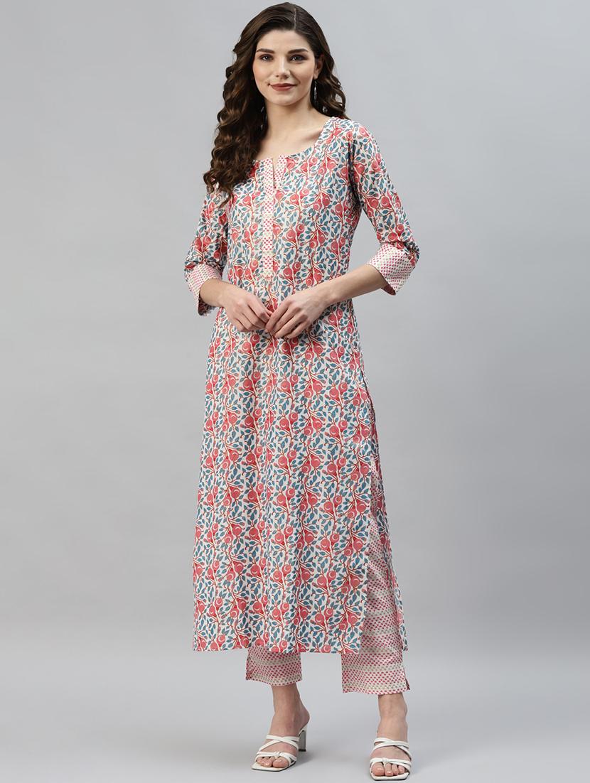 white cotton kurta pant set - 18315406 - Zoom Image - 0
