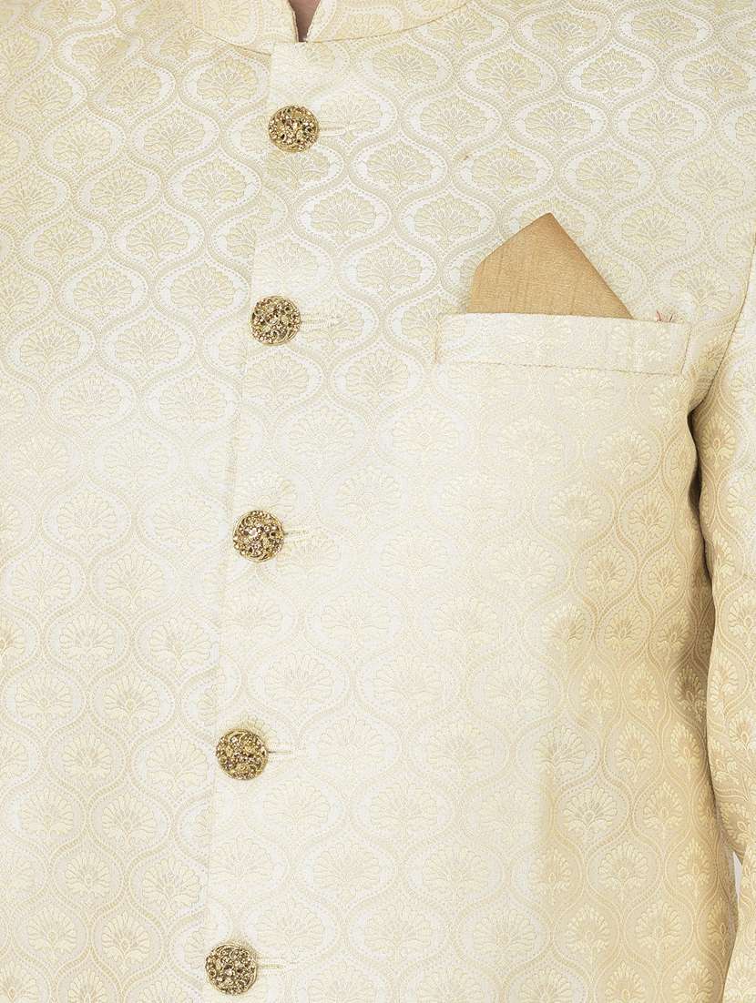 golden self-designed sherwani ethnic wear set - 18315481 -  Standard Image - 3