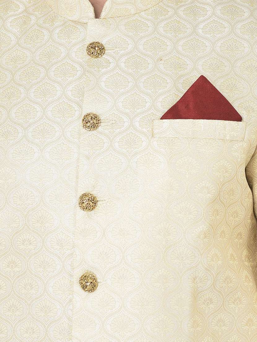 golden self-designed sherwani ethnic wear set - 18315490 -  Standard Image - 3
