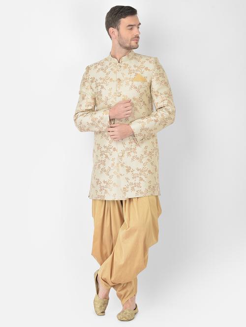 cream self-designed sherwani ethnic wear set - 18315506 - Standard Image - 0
