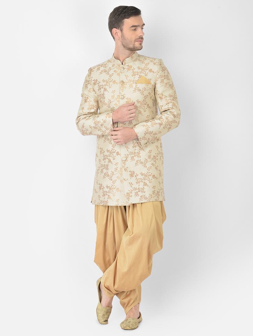 cream self-designed sherwani ethnic wear set - 18315506 - Zoom Image - 0