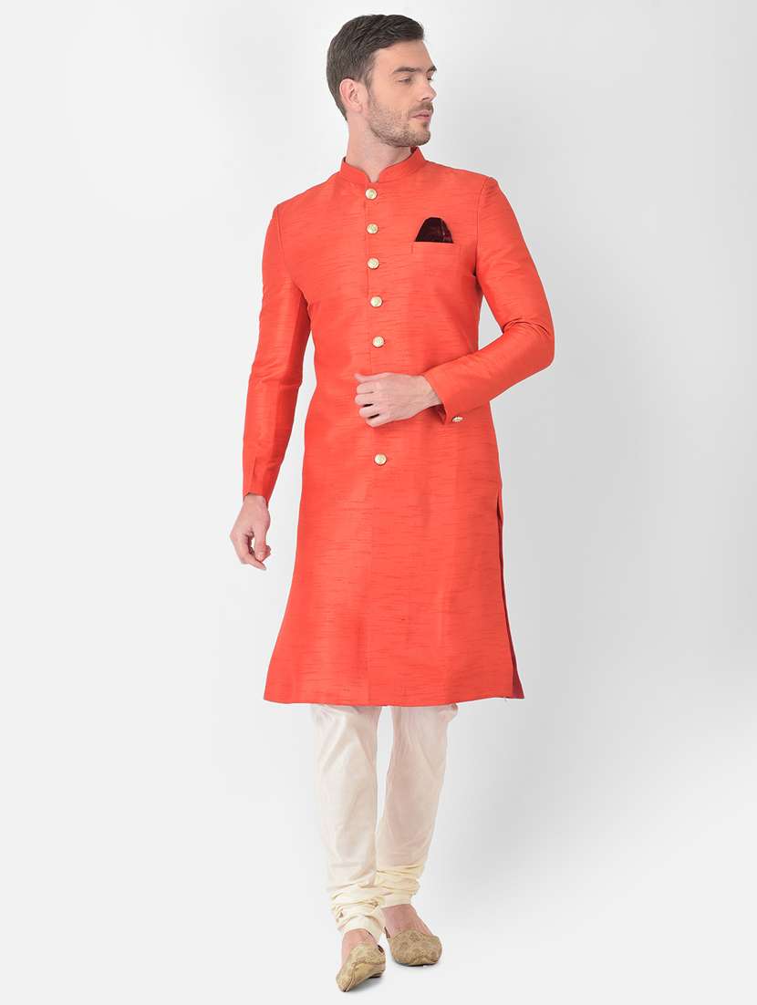 orange melange sherwani ethnic wear set - 18315512 -  Zoom Image - 0