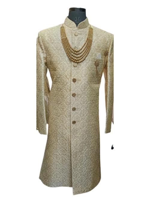 groom silk embroidered sherwani - 18315600 - Standard Image - 0