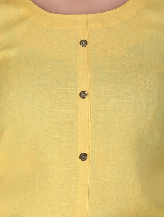 yellow solid straight kurta - 18315931 - Standard Image - 3