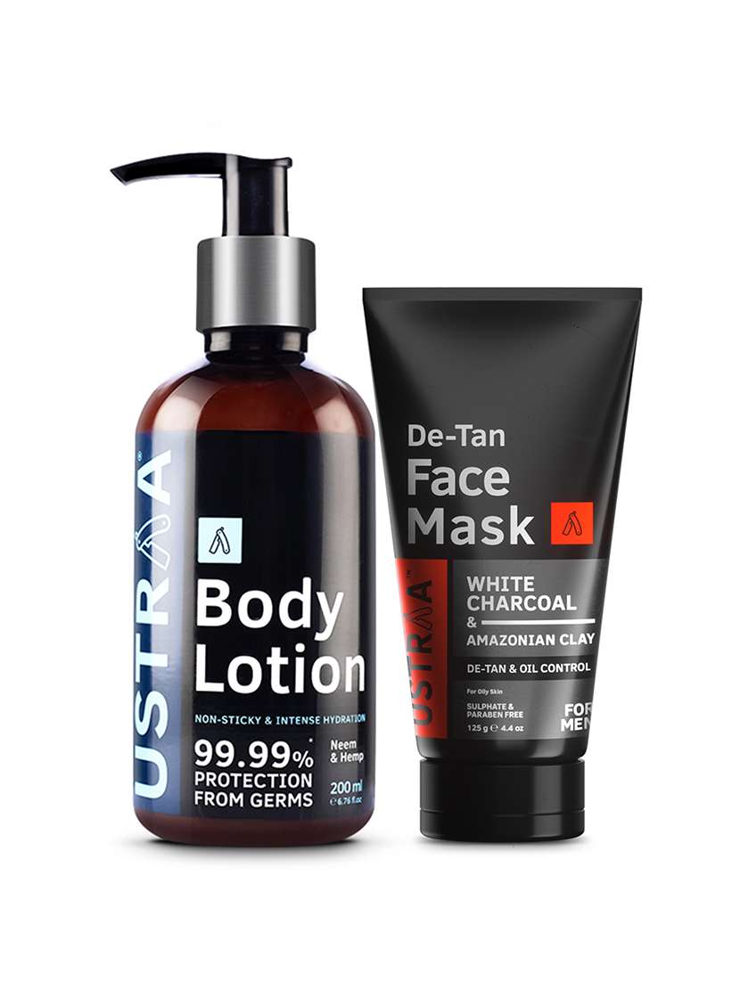 Ustraa Body Lotion Germ Free   200ml& De Tan Face Mask   Oily Skin   125 G