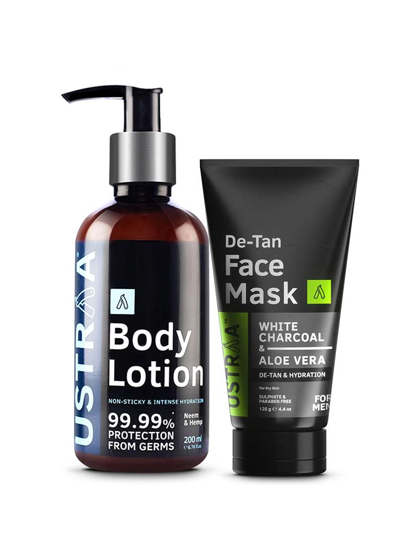 Ustraa Body Lotion Germ Free   200ml& De Tan Face Mask   Dry Skin   125 G