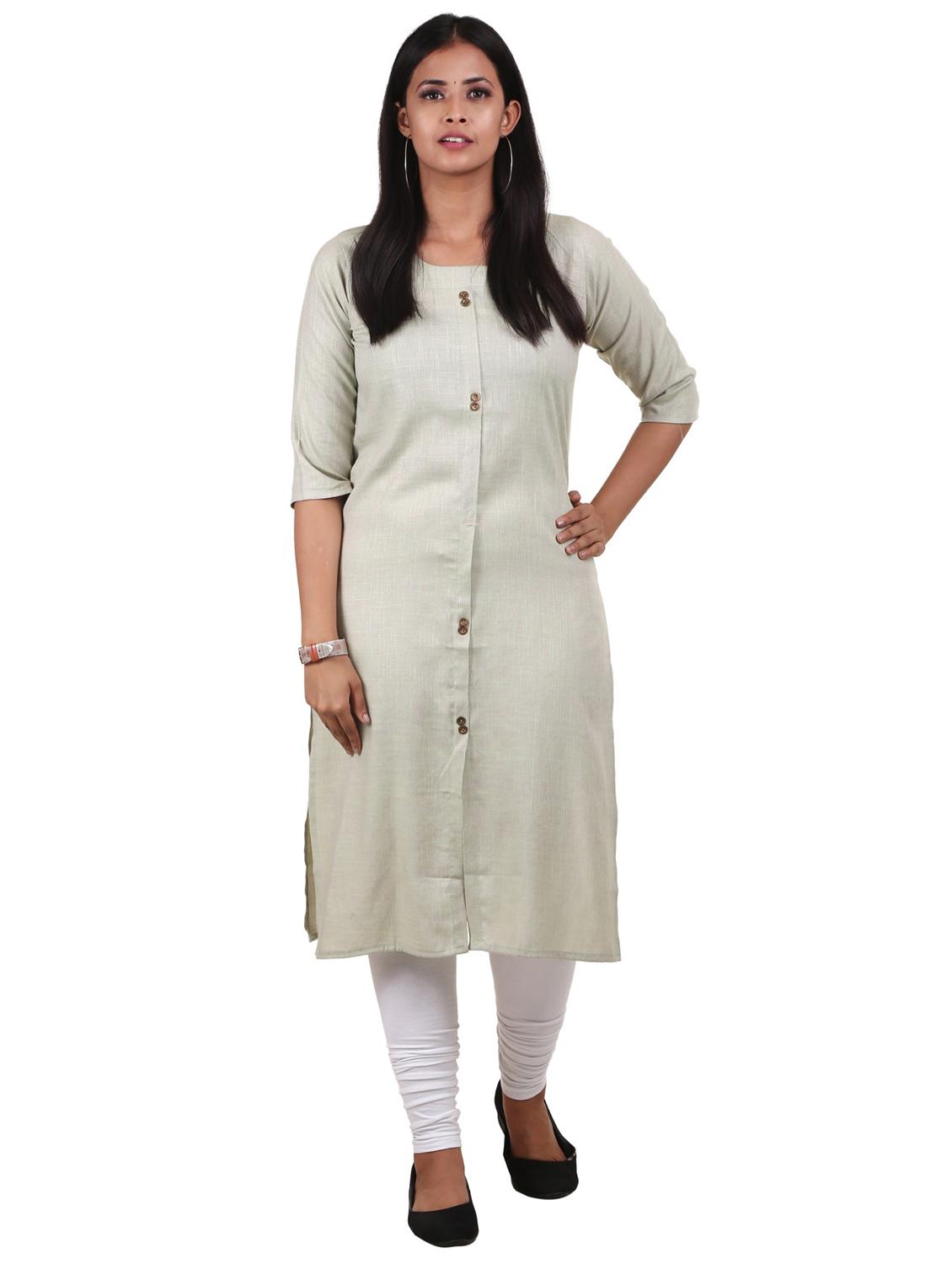 off-white solid straight kurta - 18316172 -  Zoom Image - 0