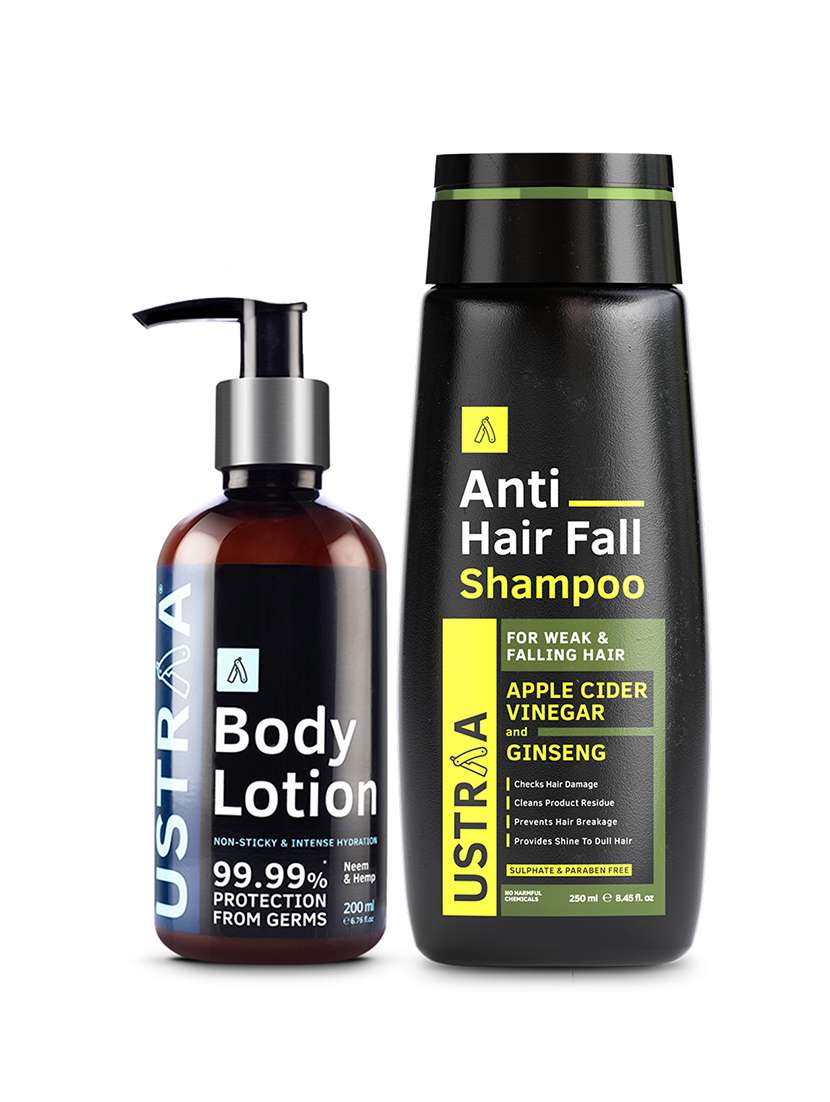 Ustraa Body Lotion Germ Free   200ml & Anti Hair Fall Shampoo With Apple Cider Vinegar   250ml