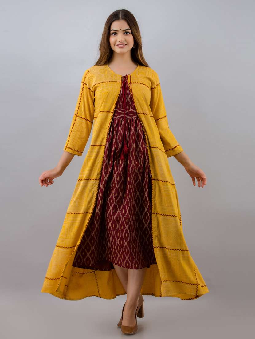 multi colored printed flared kurta
