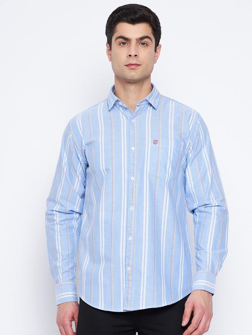 light blue striped casual shirt - 18316241 - Standard Image - 0
