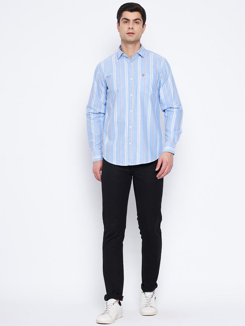 light blue striped casual shirt - 18316241 - Standard Image - 3