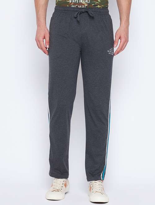 grey solid full length track pant - 18316252 -  Standard Image - 0