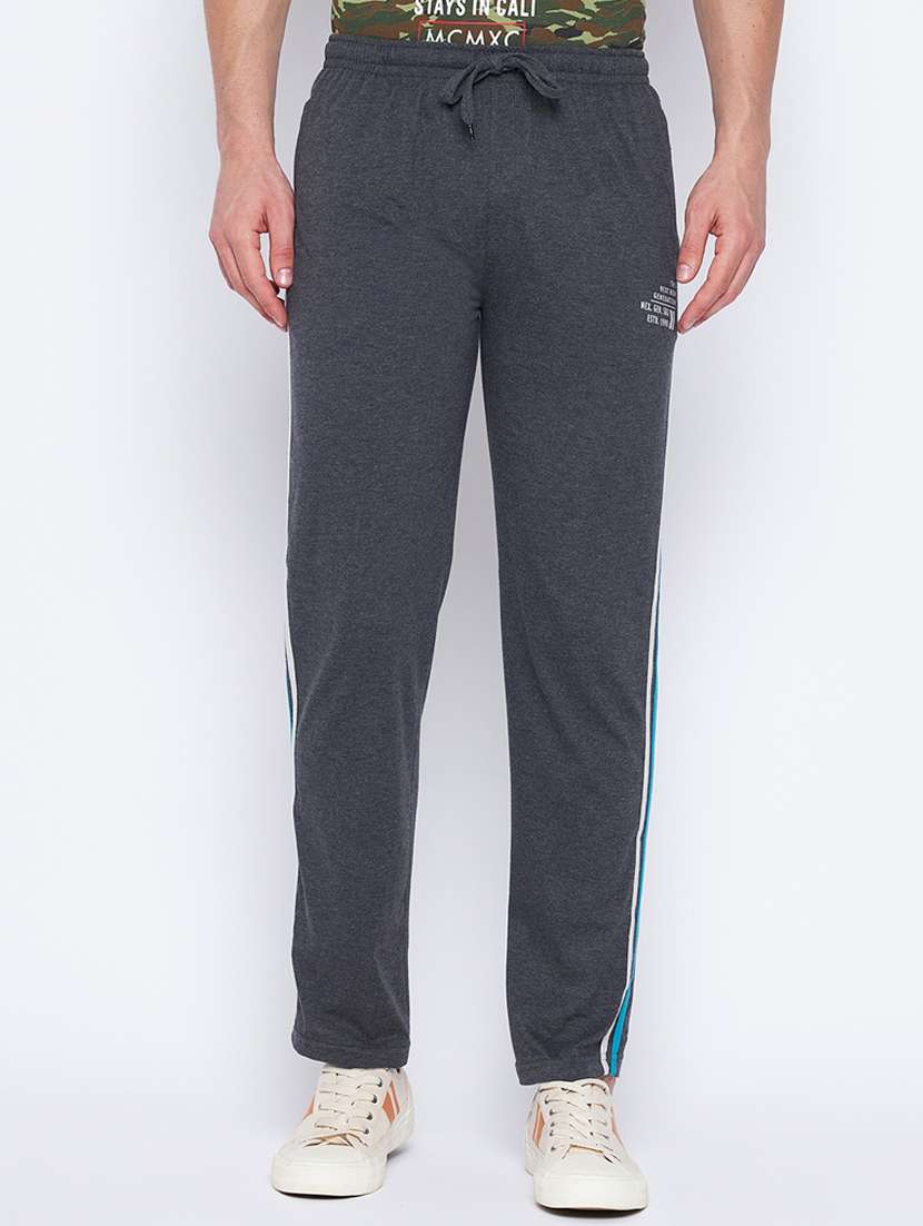 grey solid full length track pant - 18316252 -  Zoom Image - 0
