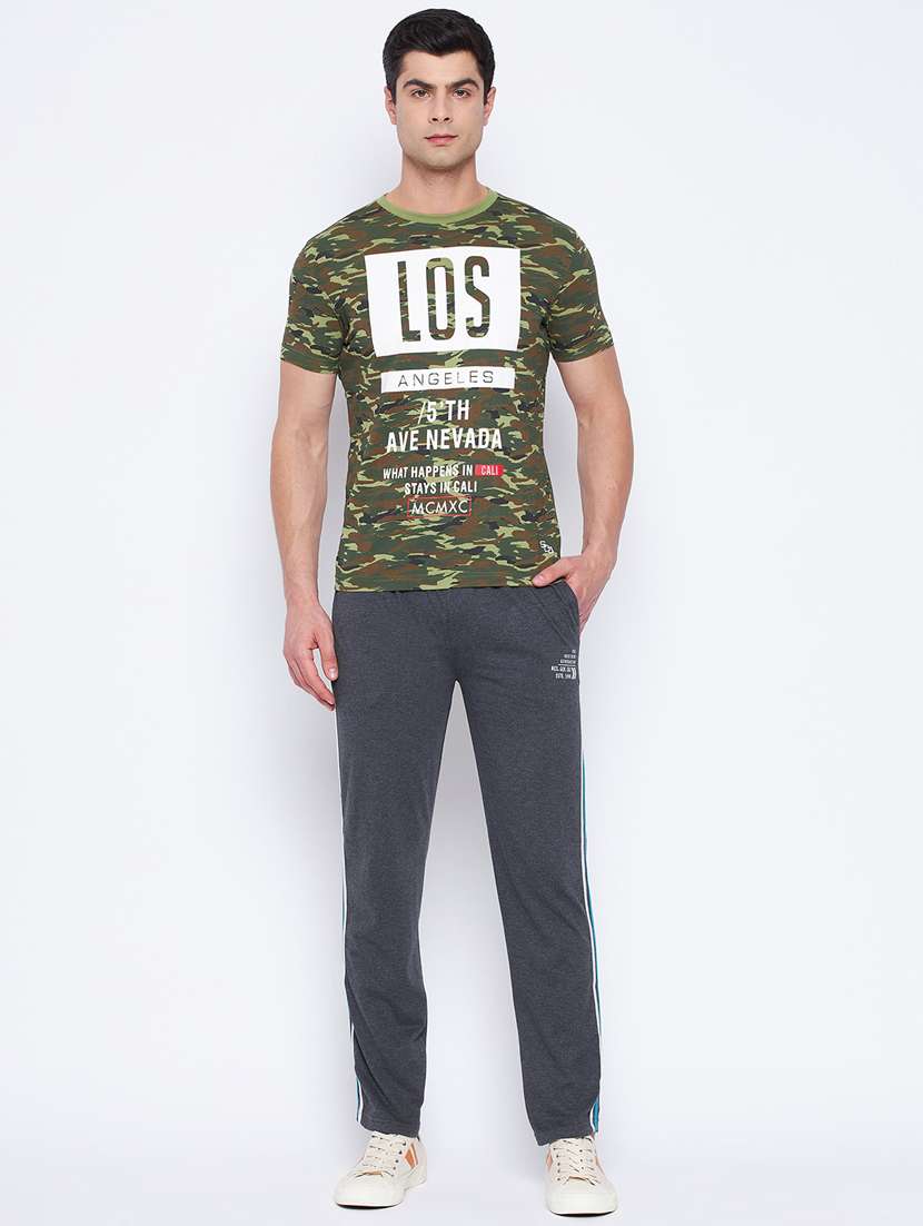 grey solid full length track pant - 18316252 -  Standard Image - 3