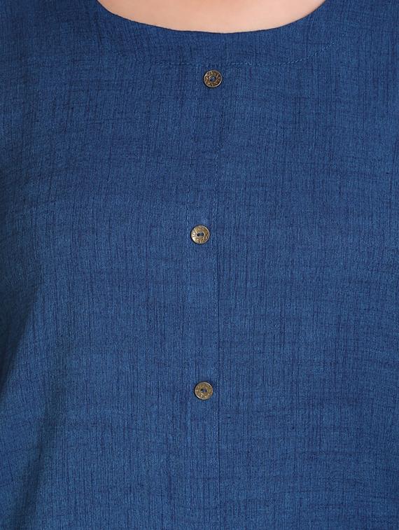 navy blue solid straight kurta - 18316270 - Standard Image - 3