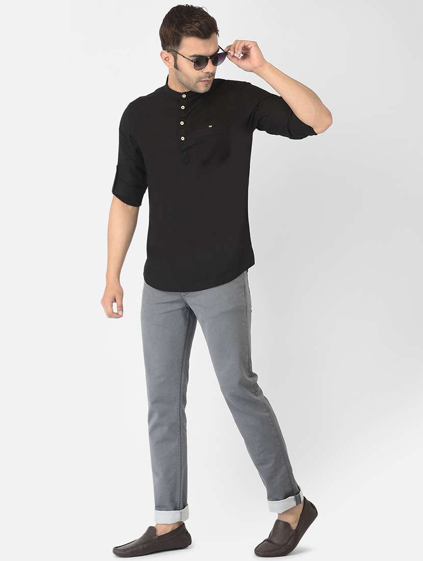 black solid casual shirt - 18317050 -  Standard Image - 3